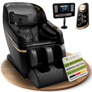 Juskys Massagesessel Naxos mit LCD-Bedienung, Bluetooth, USB & Heizung – Schwarz - Bild 1