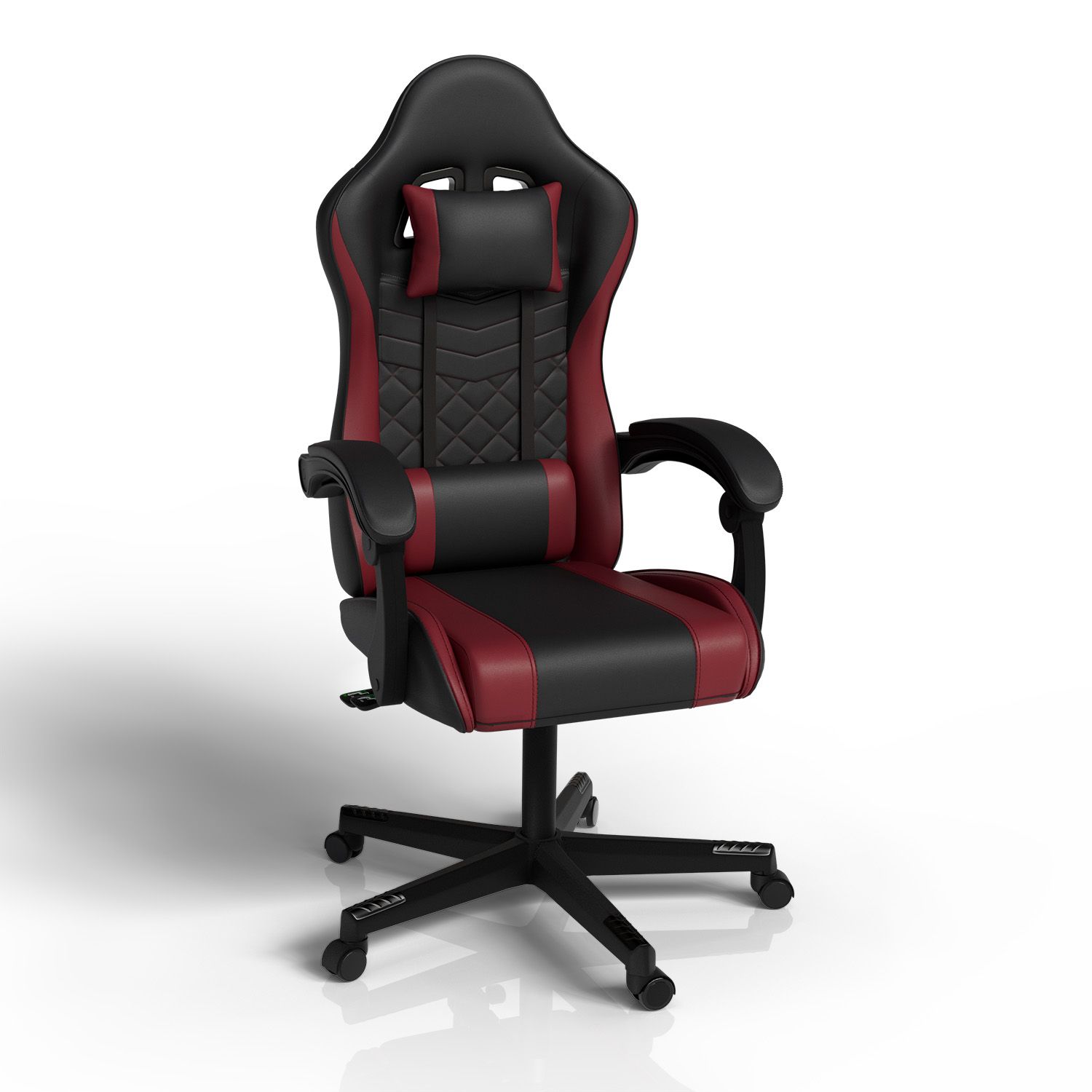 Juskys Gamingstuhl HyperSeat, B&uuml;rostuhl aus Kunstleder, verstellbare R&uuml;ckenlehne &ndash; Schwarz/bordeaux - Bild 1
