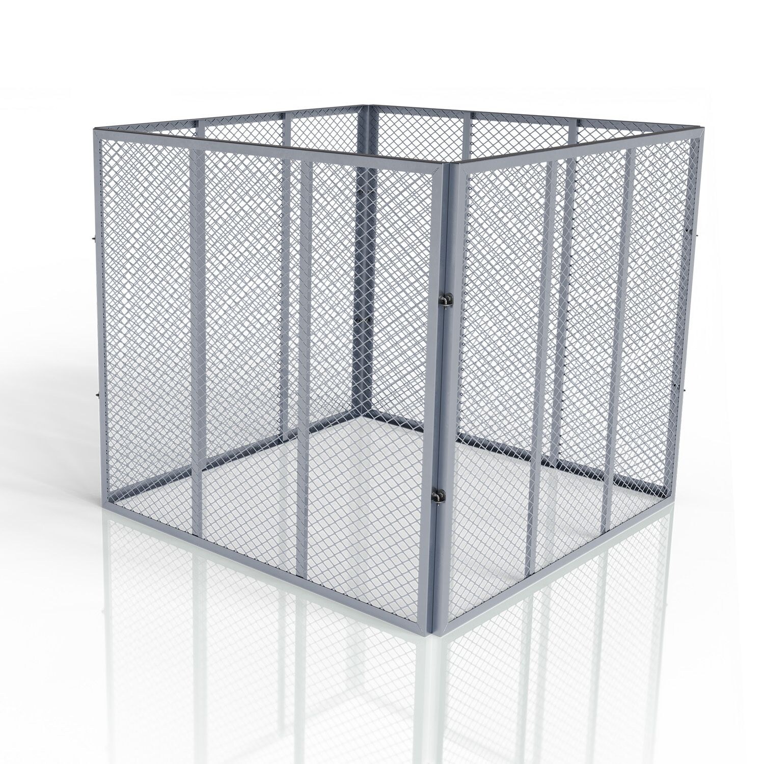 Juskys Komposter 450 L aus Stahl, witterungsbeständig, mit Belüftung & Stecksystem – Silber | 04262437185859