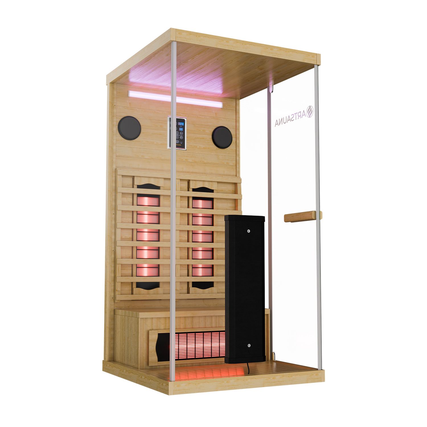 Infrarotkabine / W&auml;rmekabine G&ouml;teborg 90 x 90 x 190 f&uuml;r 1 Person mit Vollspektrumstrahlern & Hemlockholz - Bild 1