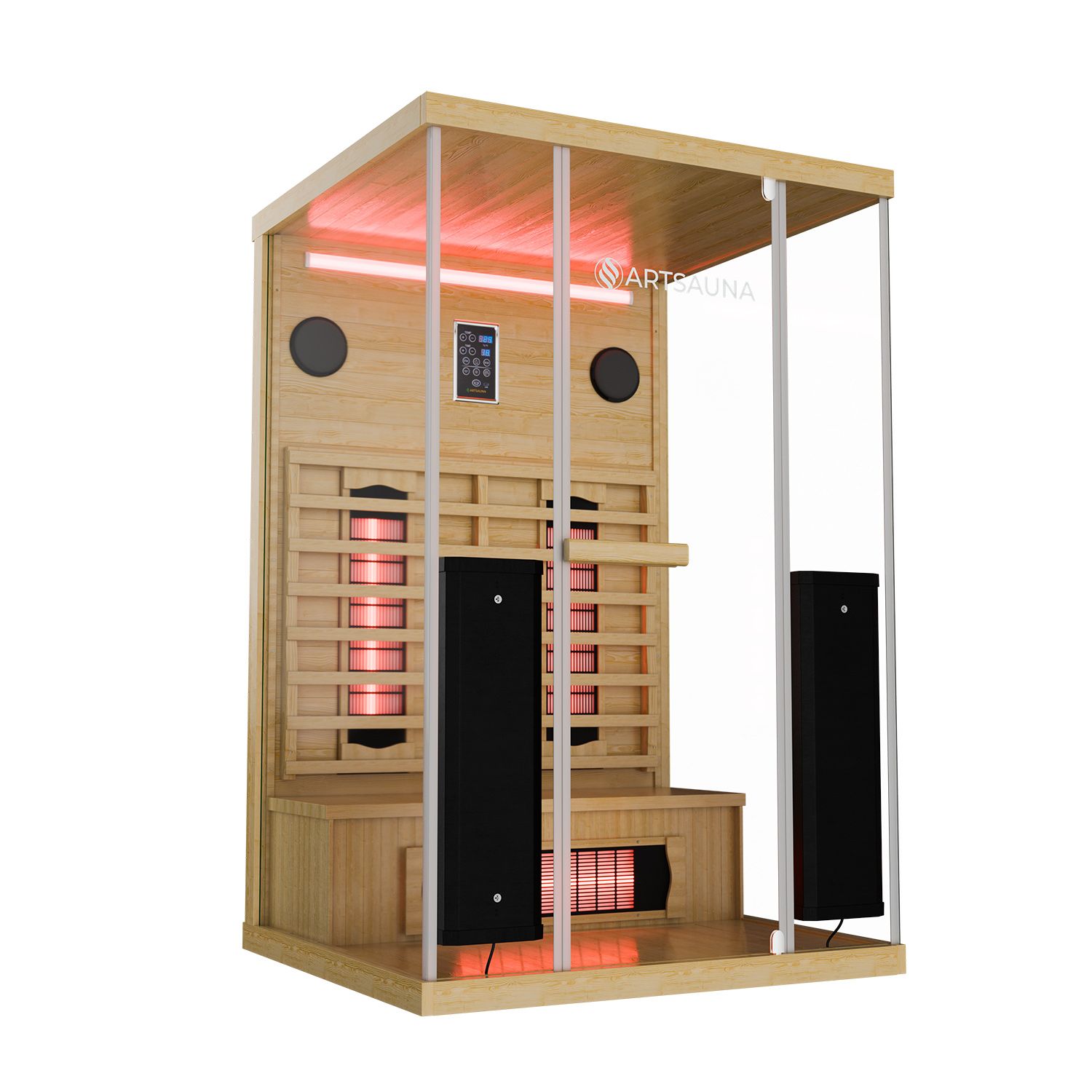 Infrarotkabine / W&auml;rmekabine G&ouml;teborg 120 x 105 x 190  f&uuml;r 2 Person mit Vollspektrumstrahlern & Hemlockholz - Bild 1