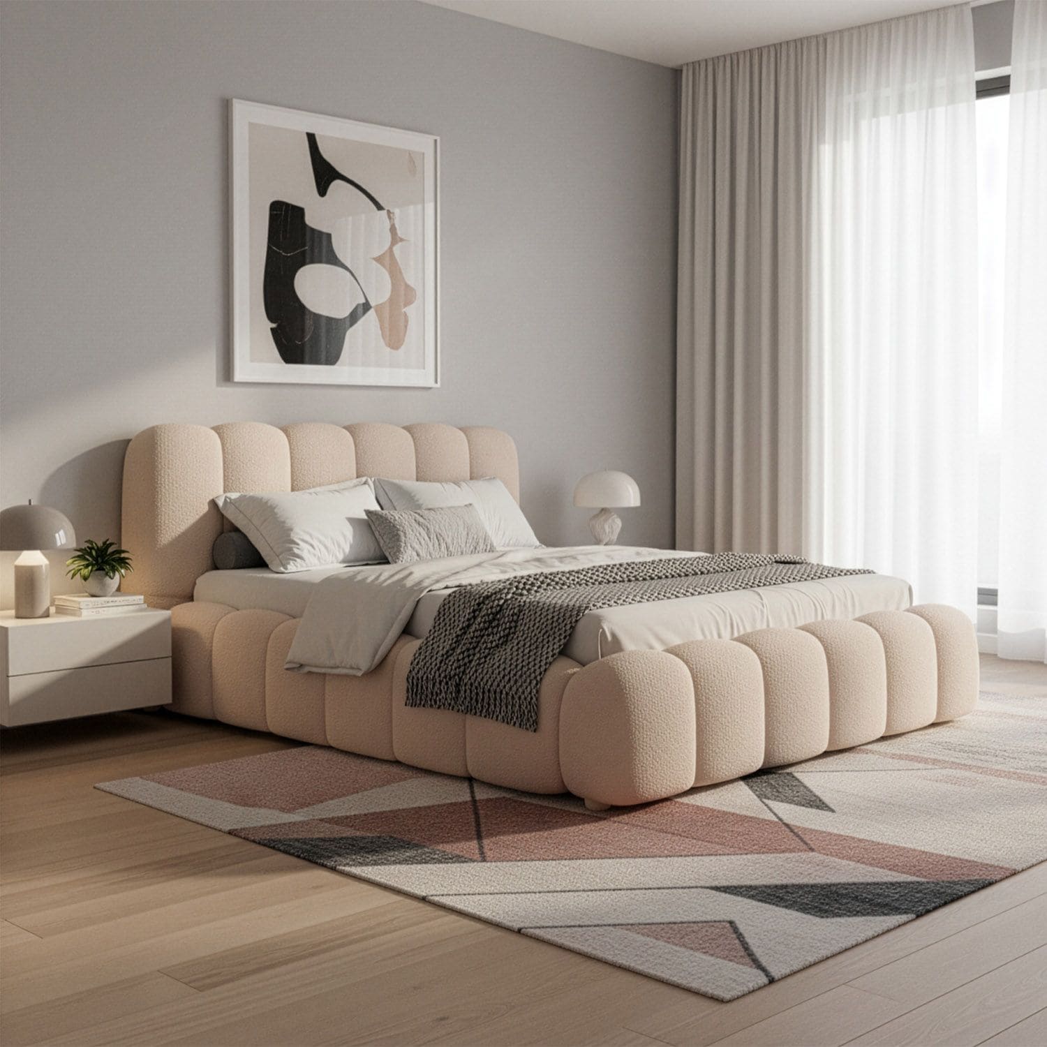 Juskys Polsterbett Catania - Bubble Design & gepolstert - 140 x 200 cm - Beige - Bild 1