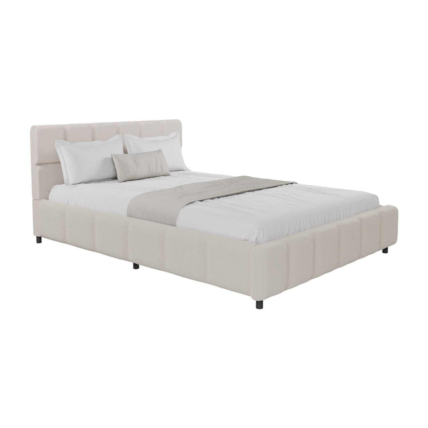 Juskys Polsterbett Florenz - Bubble Design, gepolstertes Kopfteil, Bouclé - 180 x 200 cm - Beige