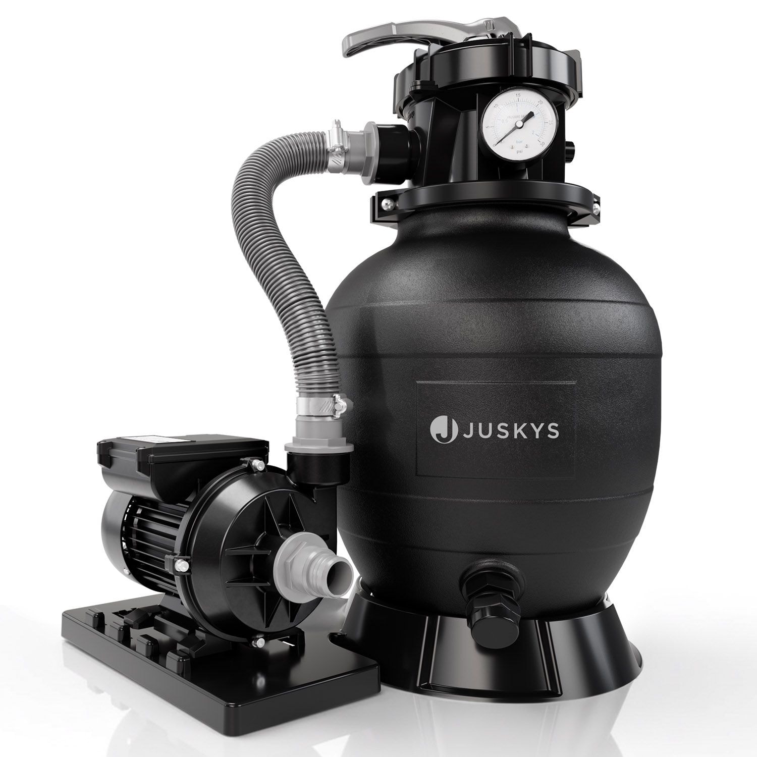 Juskys&reg; Sandfilteranlage 250 W - leistungsstarke Poolfilteranlage, Filtration mit 7-Wege-Ventil, Robustes Material, 10 L Volumen - Bild 1