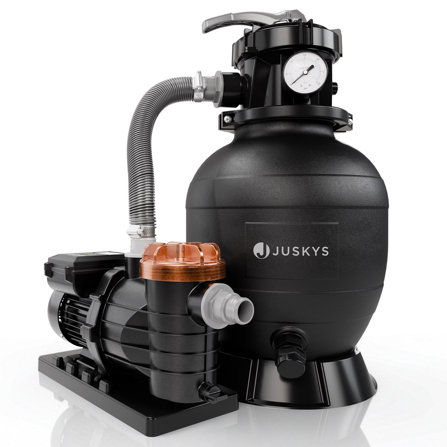Juskys&reg; Sandfilteranlage 400W - mit Timer-Funktion & Vorfilter, leistungsstarke Poolfilteranlage, Filtration mit 7-Wege-Ventil, Robustes Material, 20 L Volumen - Bild 1