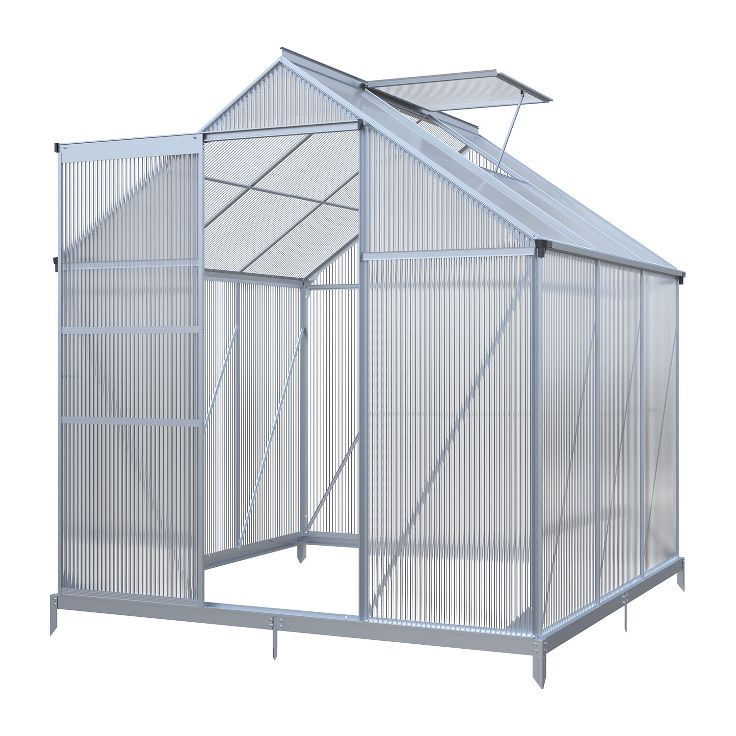 JUSKYS&reg; Aluminium Gew&auml;chshaus 3,6 m&sup2; - Dachfenster inkl. Fundament f&uuml;r Garten - Bild 1