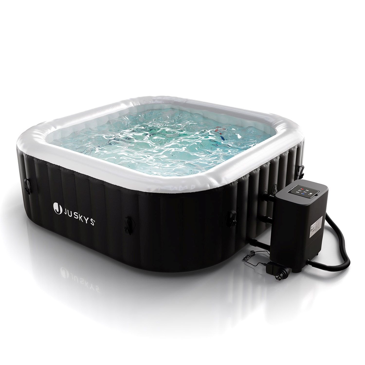 Juskys&reg; Whirlpool SpaLuxe &ndash; 130 Sprudeld&uuml;sen, 2400W Heizung, 910L Volumen - Schwarz / Wei&szlig; - Bild 1