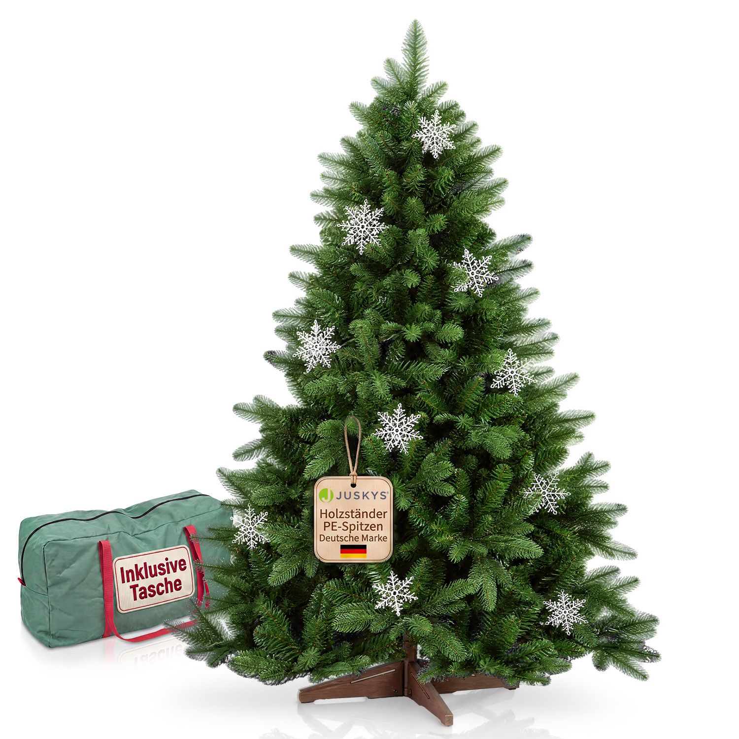 JUSKYS&reg; K&uuml;nstlicher Weihnachtsbaum Norvi 150 cm inkl. Holzst&auml;nder - Bild 1