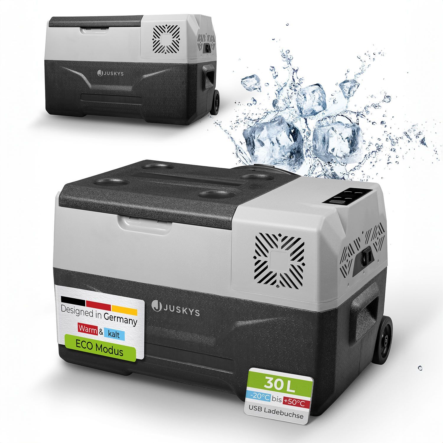 Juskys Kompressor K&uuml;hlbox Yukon Pro 30 Liter - elektrisch Gefrierbox mit USB-Anschluss, ECO-Modus - 12/24 V 230V Kompressork&uuml;hlbox - Bild 1