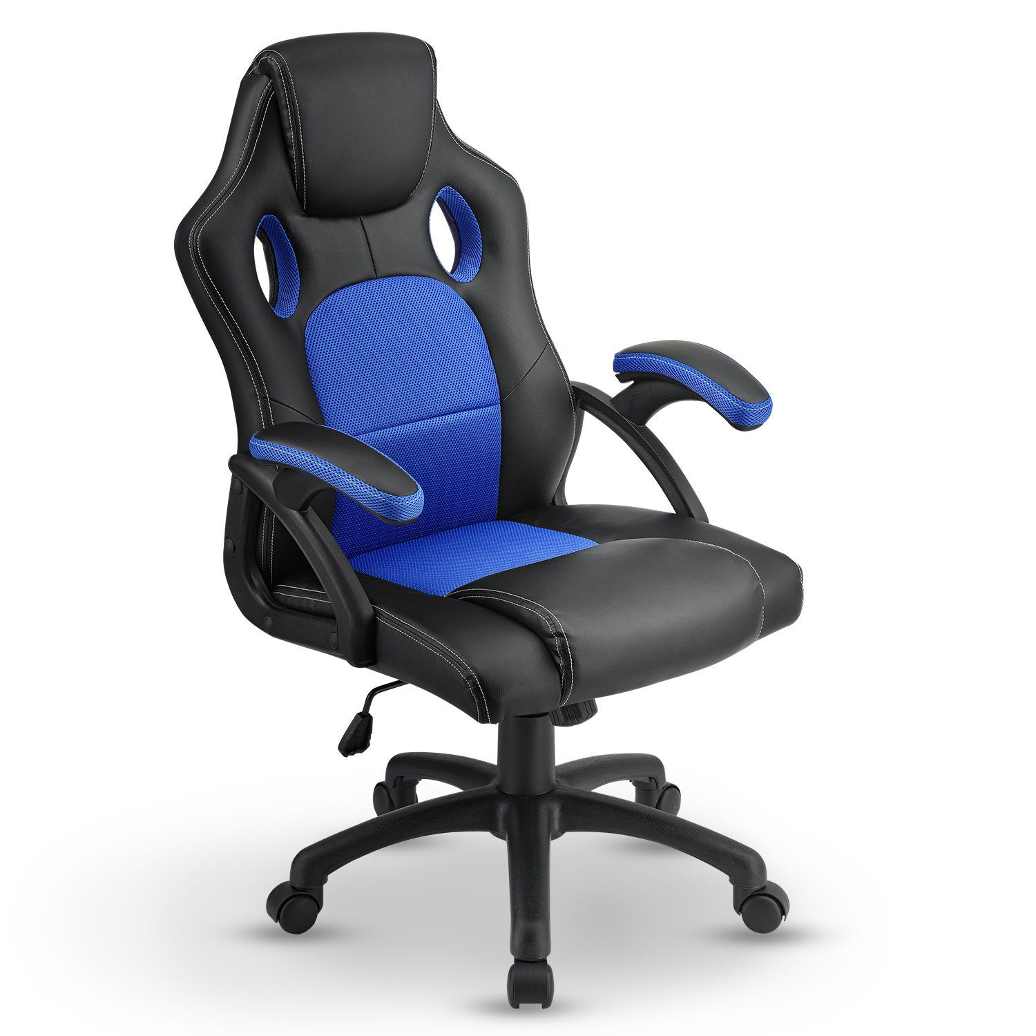 Juskys Racing Schreibtischstuhl Montreal ergonomisch B&uuml;rostuhl PC Gaming Stuhl &ndash; blau - Bild 1