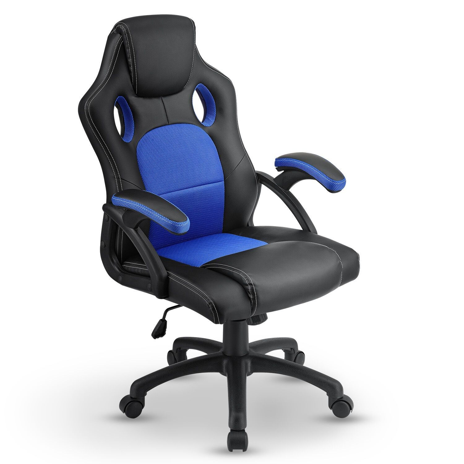 Juskys Racing Schreibtischstuhl Montreal ergonomisch Bürostuhl PC Gaming Stuhl – blau