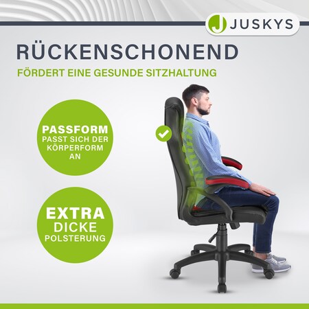 Juskys Racing Schreibtischstuhl Bürostuhl Montreal Rot online