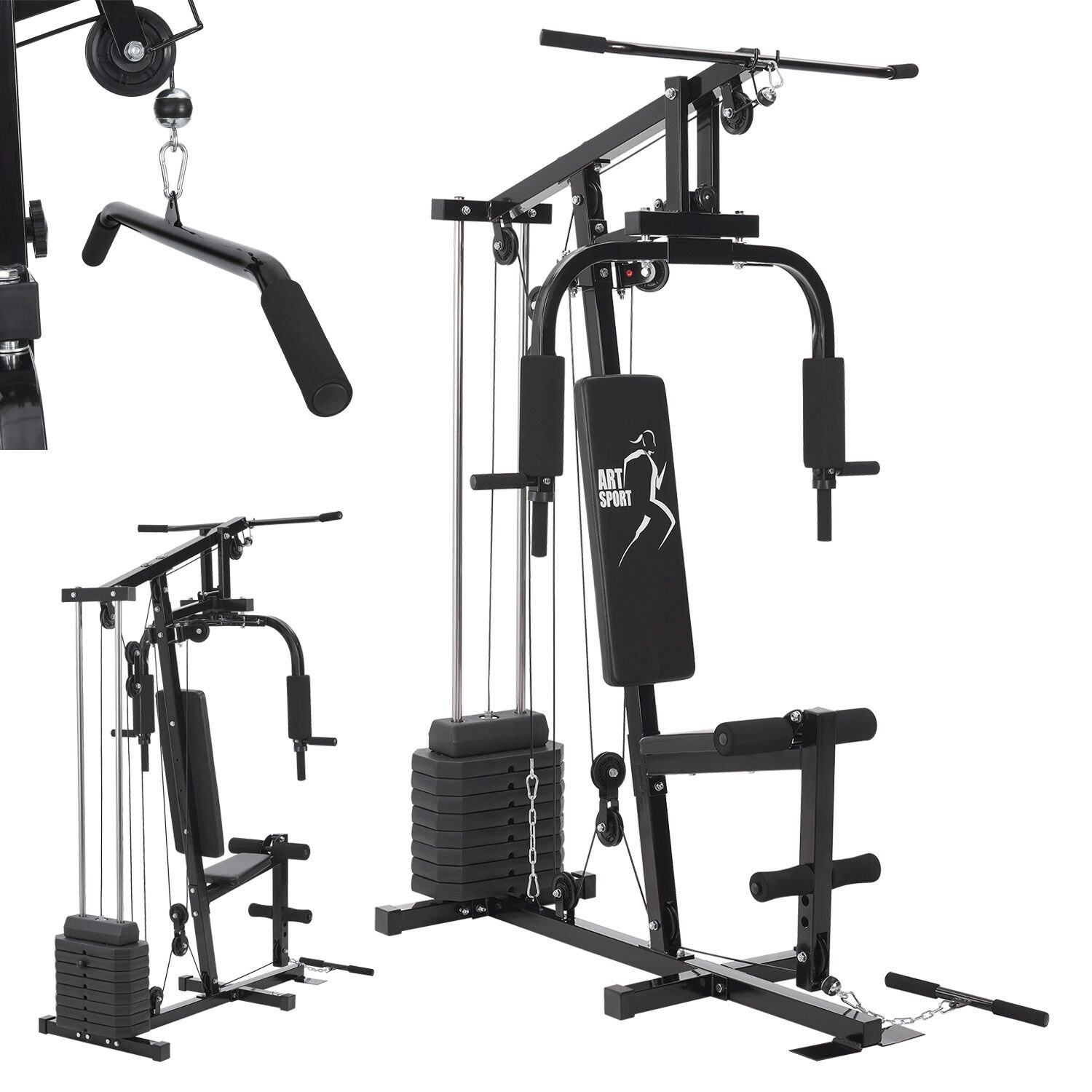 ArtSport Kraftstation ProfiGym 2000 Set mit Latzugstange, Butterflystange & Seilzug &ndash; 40kg Gewichte - Bild 1
