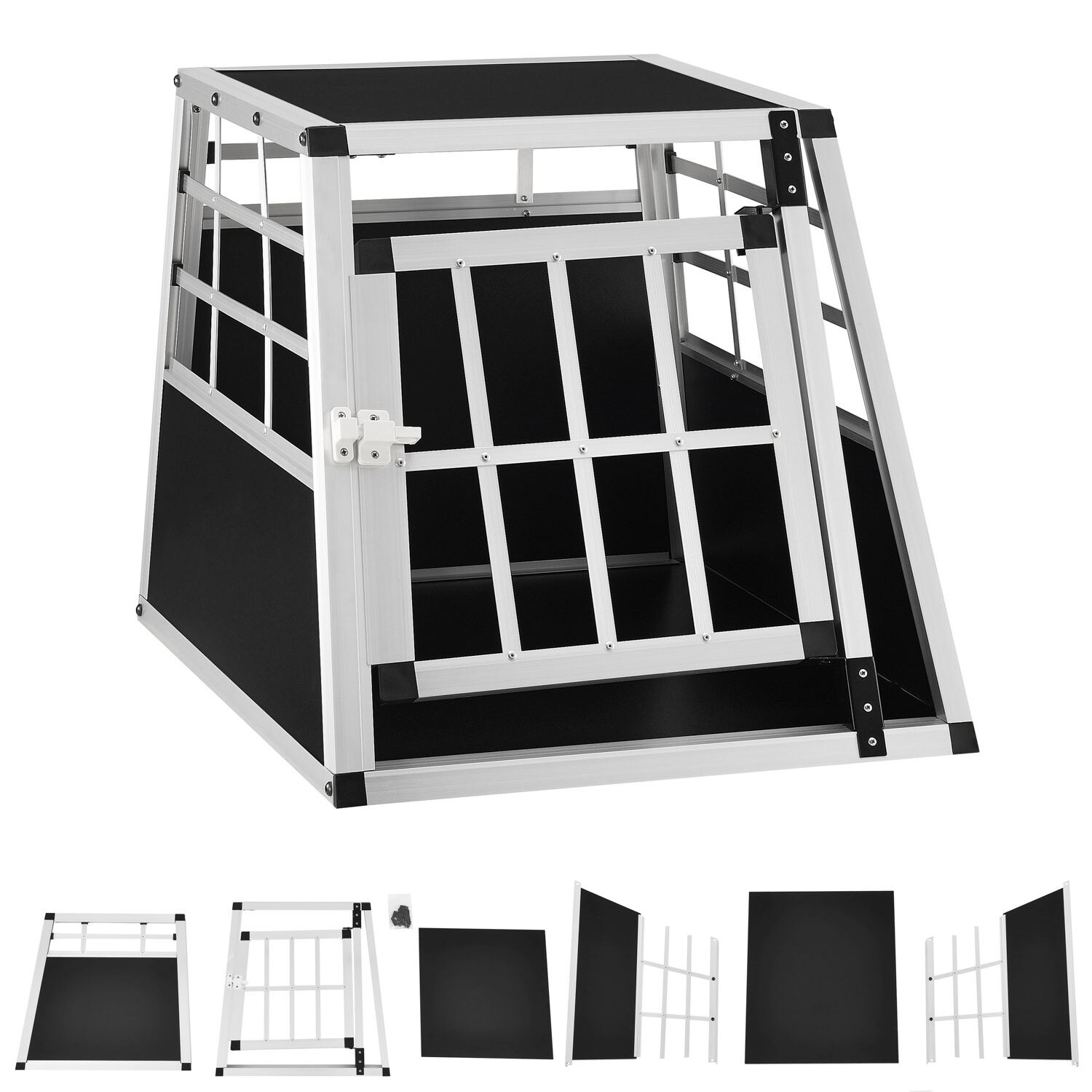 Juskys Alu Hundetransportbox M – 69×54×50 cm verschließbar & pflegeleicht – Hundebox für Hunde | 04260304765593
