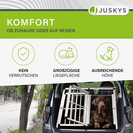 Juskys Alu Hundetransportbox XL - 96×91×70 cm verschließbar & pflegeleicht  - Hundebox für Hunde