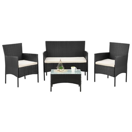 Juskys Polyrattan Gartenmöbel-Set Fort Myers mit Tisch, Sofa, 2 Stühle & Auflagen, versch. Ausführungen