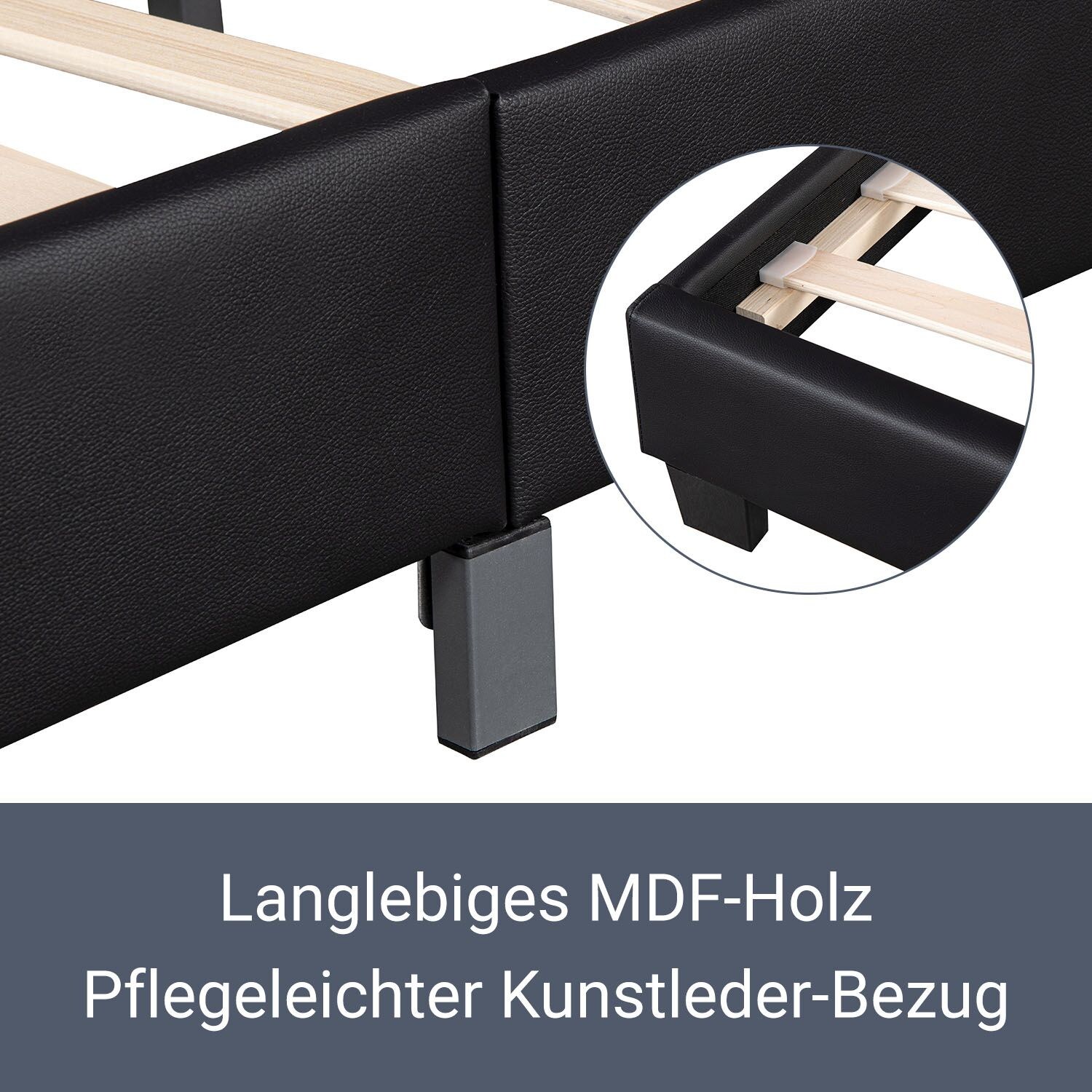 Juskys Polsterbett Bolonia 140 X 200 Cm Schwarz Mit Kaltschaummatratze Online Kaufen Bei Netto