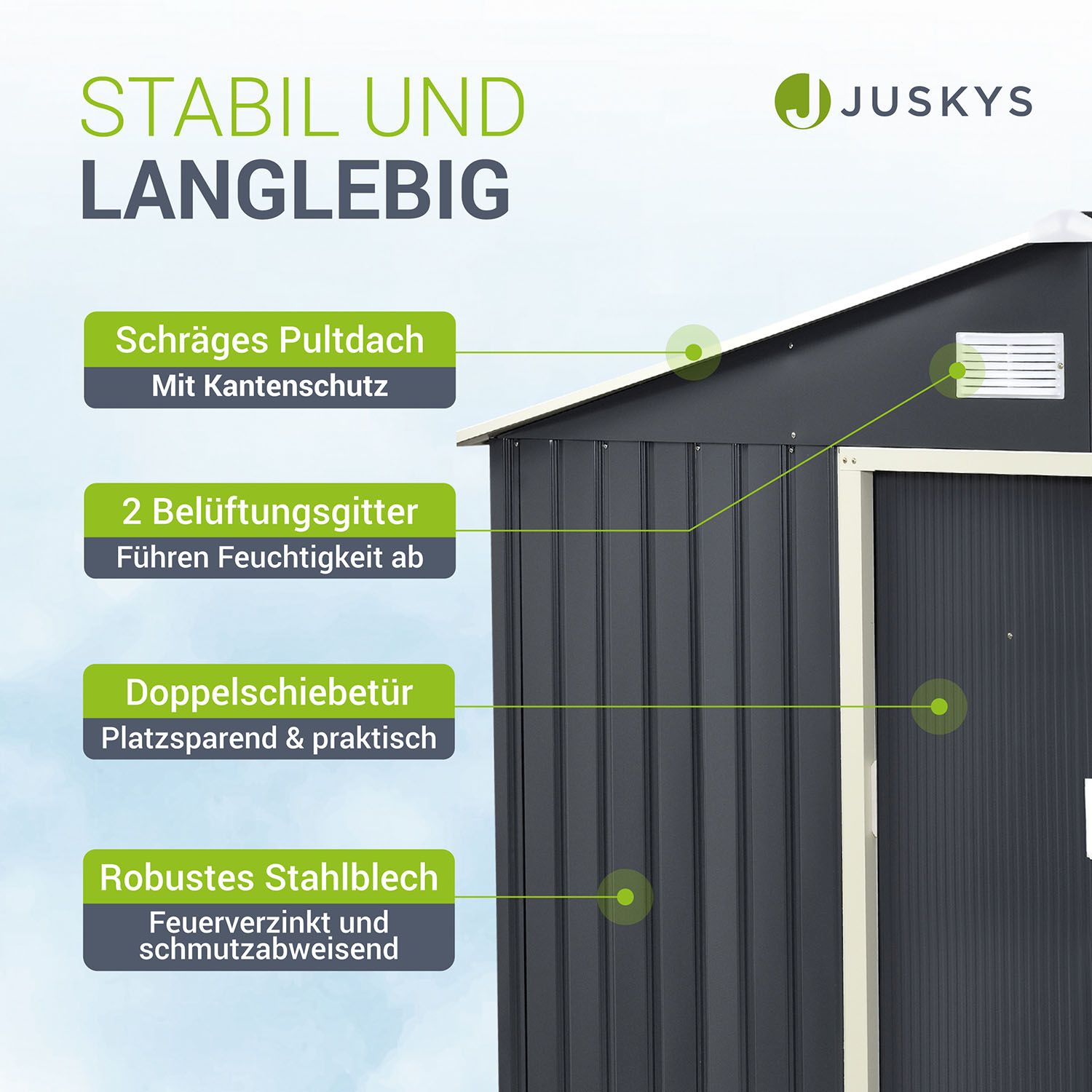 Juskys Metall Geratehaus Gerateschuppen Xl Mit Satteldach Schiebetur Fundament 9m Anthrazit Online Kaufen Bei Netto