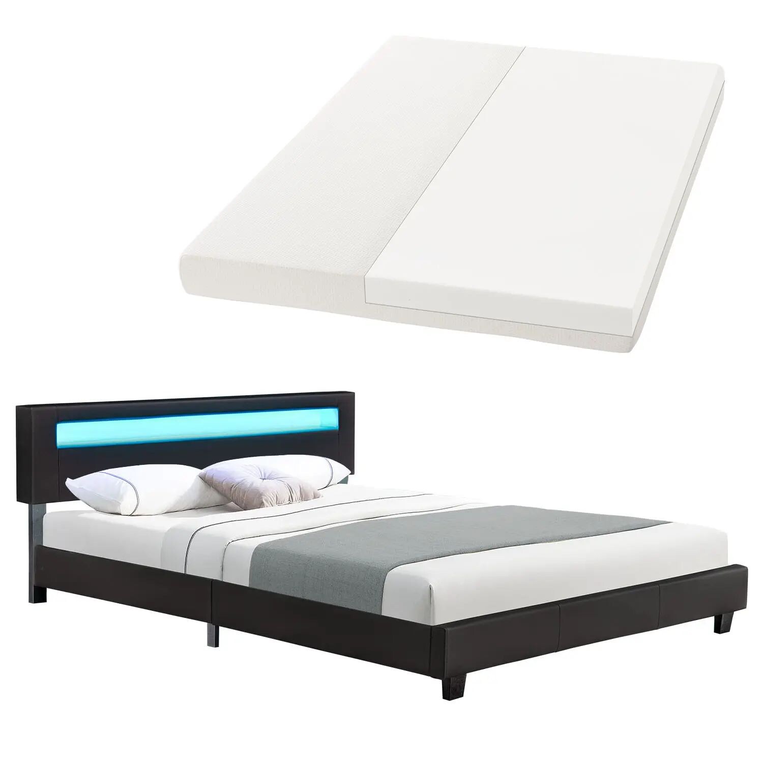 Juskys Polsterbett Paris 160 x 200 cm Einzelbett Doppelbett in schwarz mit Kaltschaummatratze | 04260304767009