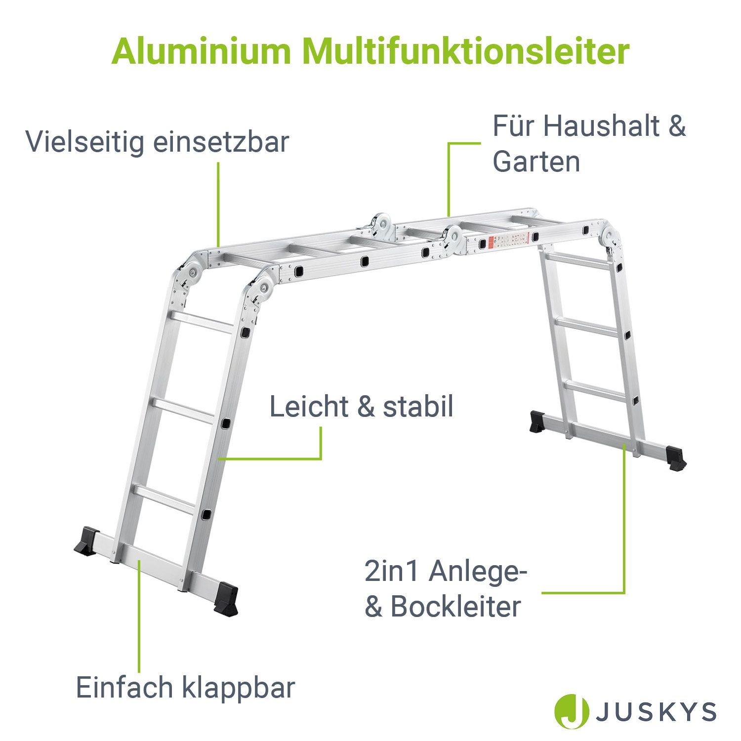 Scala Multifunzione Juskys In Alluminio 3,6m - Portata 150kg Per Lavori Domestici - Foto 5