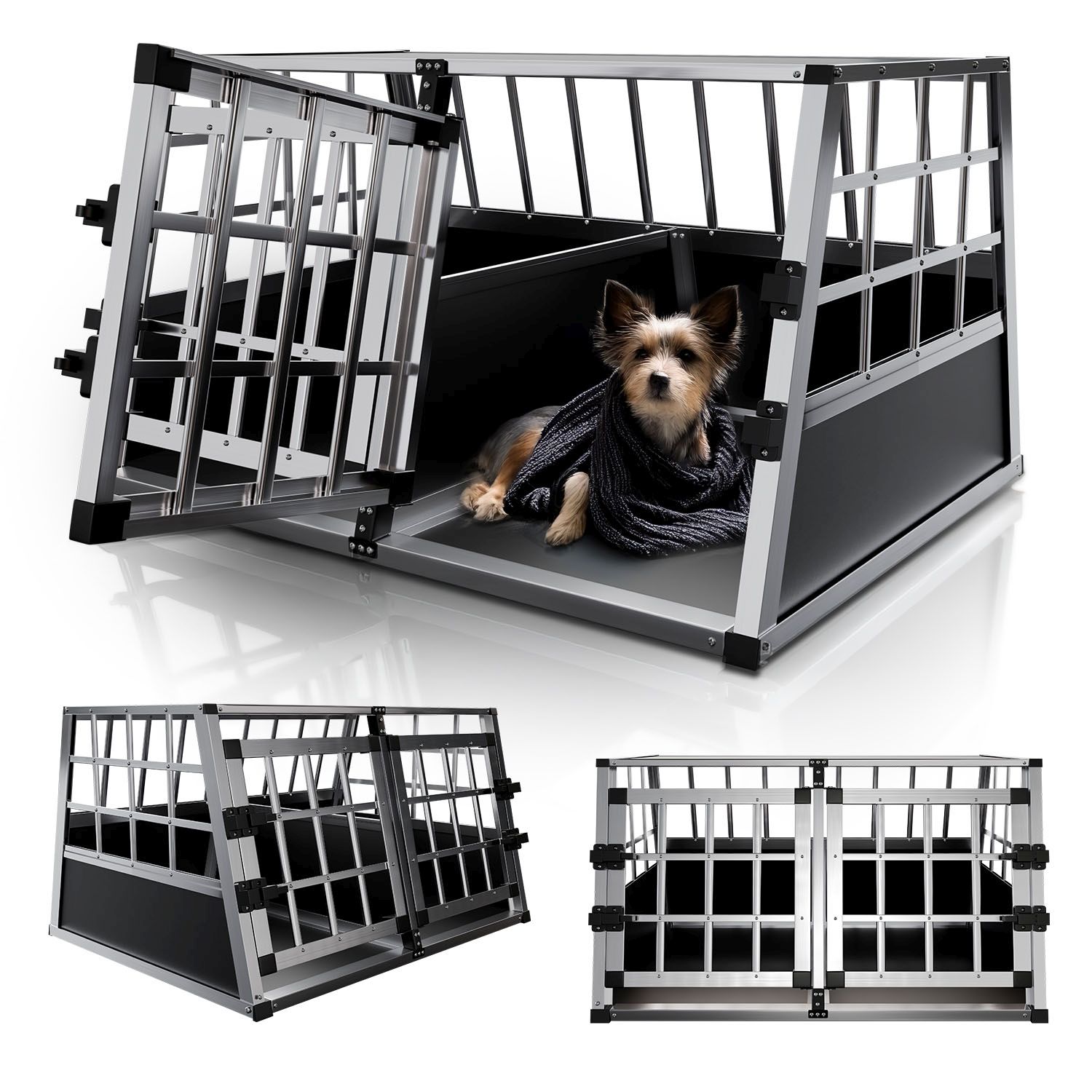 Juskys Alu Hundetransportbox L-X - 89x70x51 cm verschlie&szlig;bar & pflegeleicht - Hundebox Hunde - Bild 1
