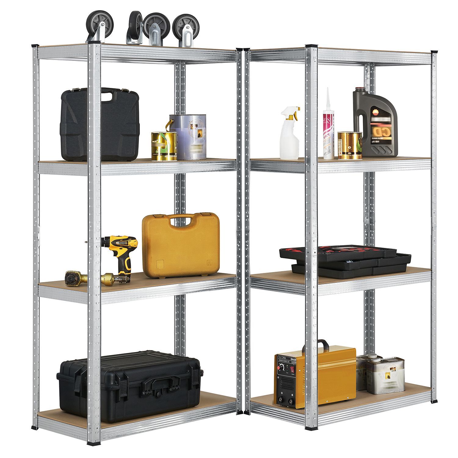 Juskys Lagerregal Easy 2er Set &ndash; Metall Schwerlastregal 160x80x40 cm, 8 B&ouml;den, 640 kg, verzinkt - Bild 1