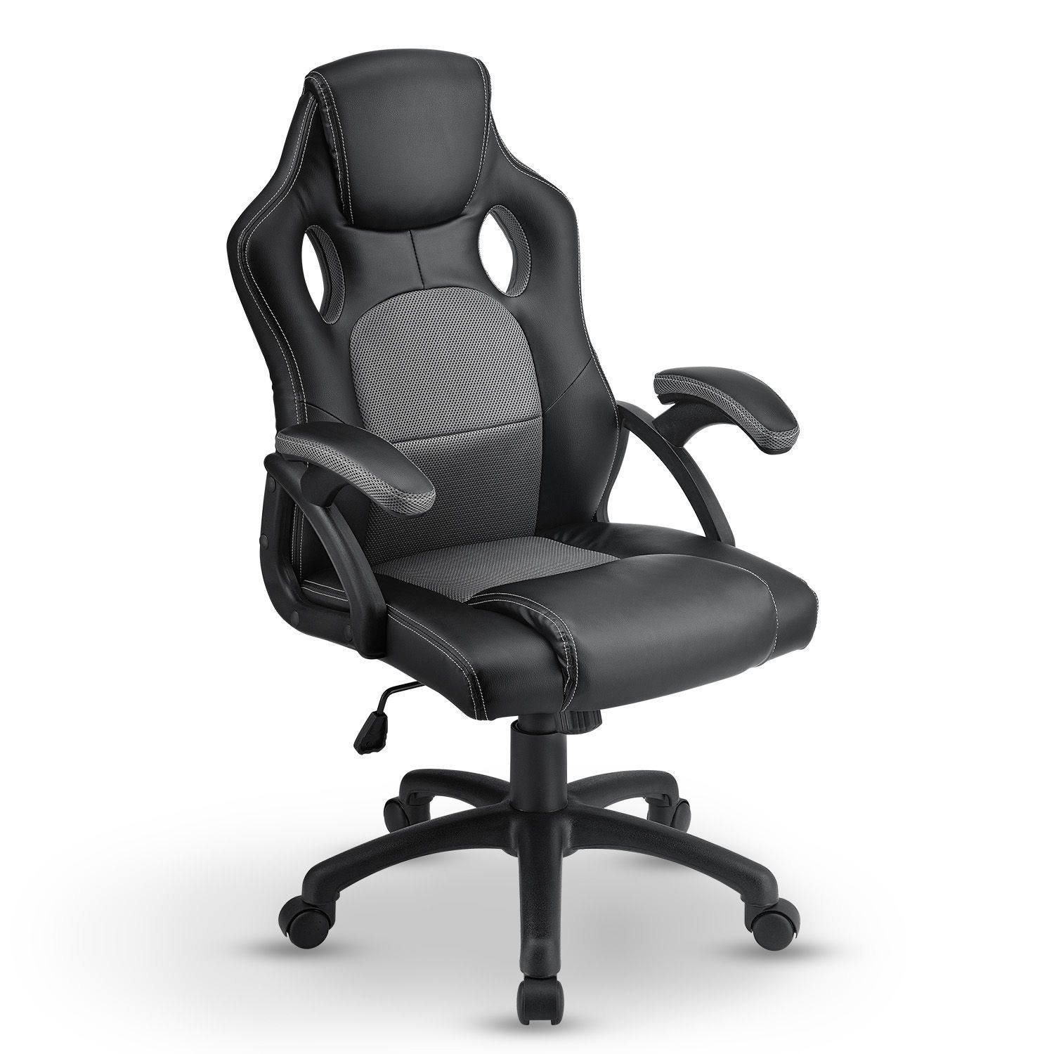 Juskys Racing Schreibtischstuhl Montreal ergonomisch B&uuml;rostuhl PC Gaming Stuhl &ndash; grau - Bild 1