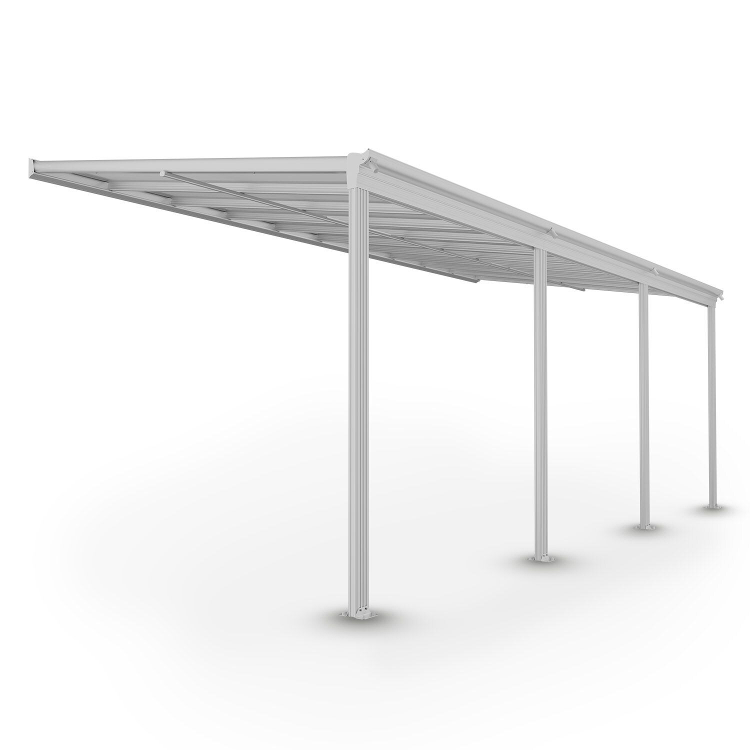 Juskys Terrassendach Borneo 6x3 m Aluminium mit Doppelstegplatten Terrassenüberdachung Weiß