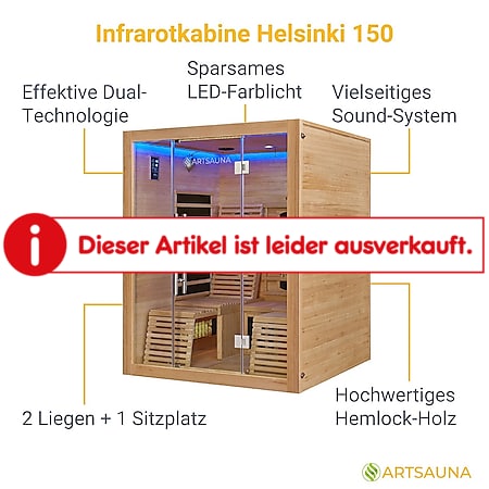 Artsauna Infrarotkabine Wärmekabine Helsinki 150 mit Dual-Technologie &  Hemlockholz online kaufen bei Netto