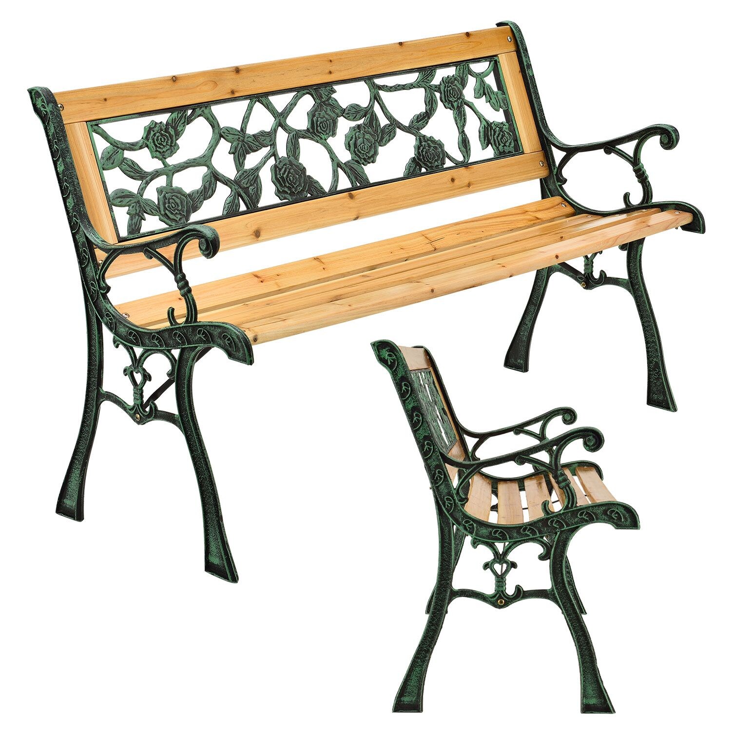 Juskys Gartenbank Venezia – 2-Sitzer Sitzbank mit Armlehnen & Rückenlehne – 122x54x73 cm | 04260565520757