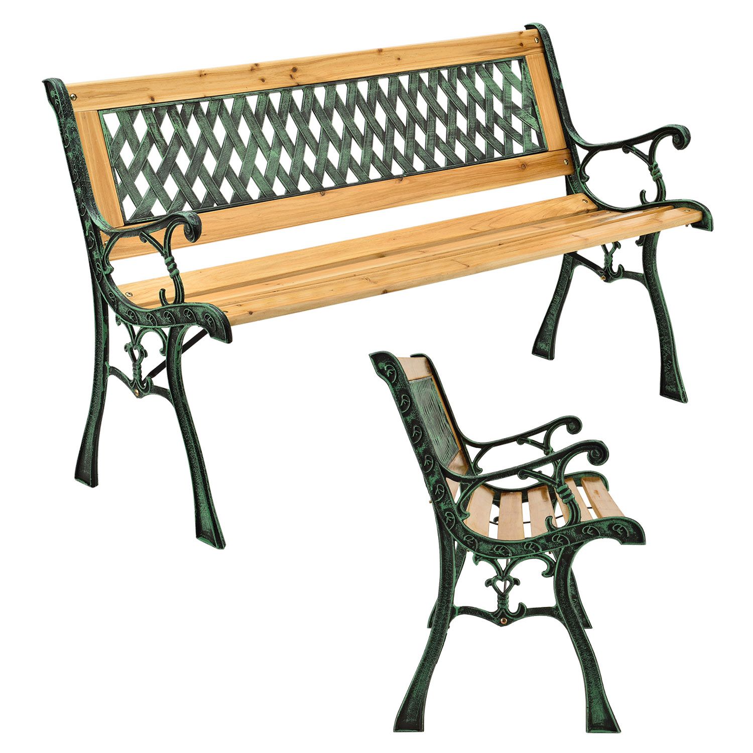 Juskys Gartenbank Pisa &ndash; 2-Sitzer Sitzbank mit Armlehnen & R&uuml;ckenlehne &ndash; 122x54x73 cm - Bild 1