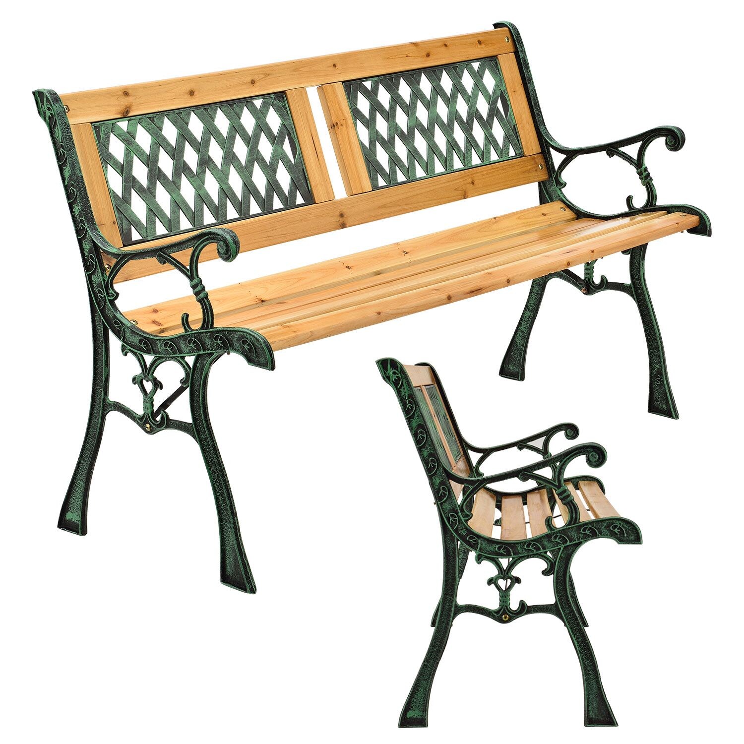 Juskys Gartenbank Sanremo – 2-Sitzer Sitzbank mit Armlehnen & Rückenlehne – 122x54x73 cm | 04260565520771