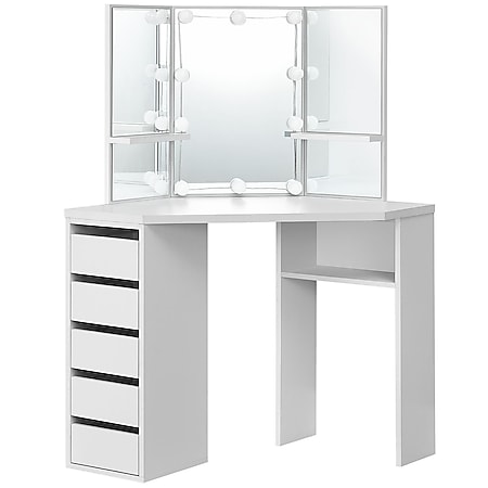 Juskys Schminktisch Nova 100 x 53 x 140 cm in Weiß mit Spiegel, Schubladen & Ablagefächern - Bild 1