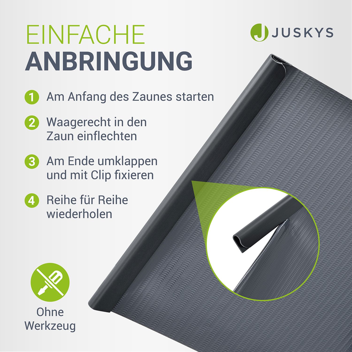 Sichtschutzstreifen Für Doppelstabmattenzaun – 35m X 19cm In Moosgrün Mit Clips
