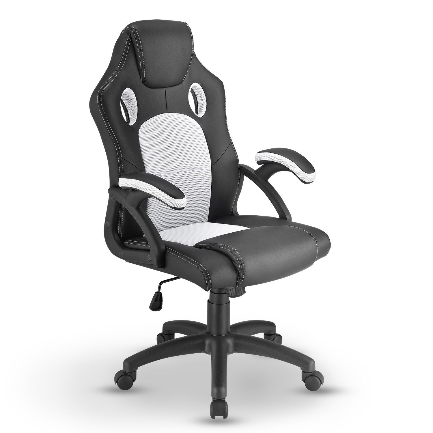 Juskys Racing Schreibtischstuhl Montreal ergonomisch B&uuml;rostuhl PC Gaming Stuhl &ndash; wei&szlig; - Bild 1