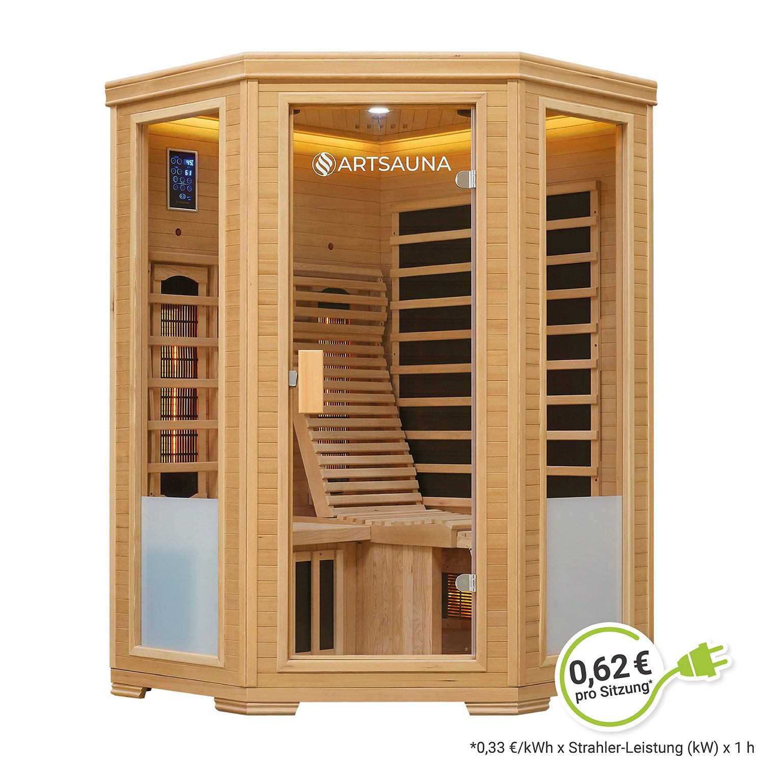 Artsauna Infrarotkabine Aalborg mit Dual-Technologie | 2 Personen W&auml;rmekabine aus Hemlock Holz - Bild 1