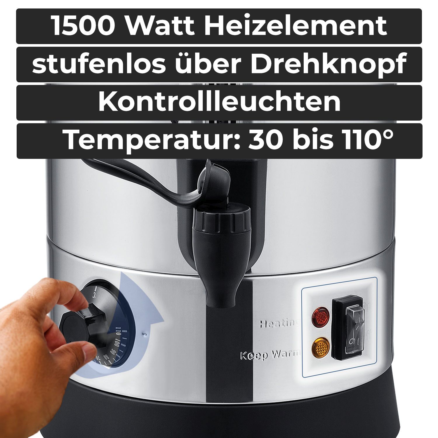 Glühweinkocher Wasserkocher Glühweintopf Thermostat Heißwasserspender Juskys® 