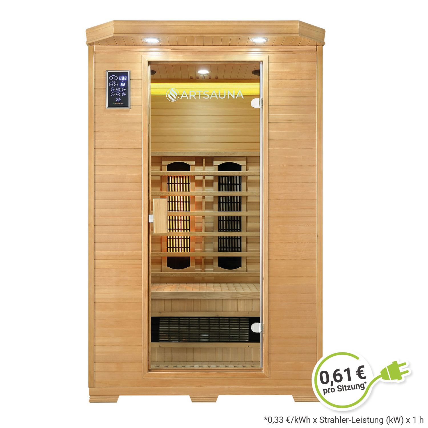 Artsauna Infrarotkabine Oslo mit Triplex-Heizsystem | 2 Personen | Hemlock Holz | 120 x 100 cm - Bild 1
