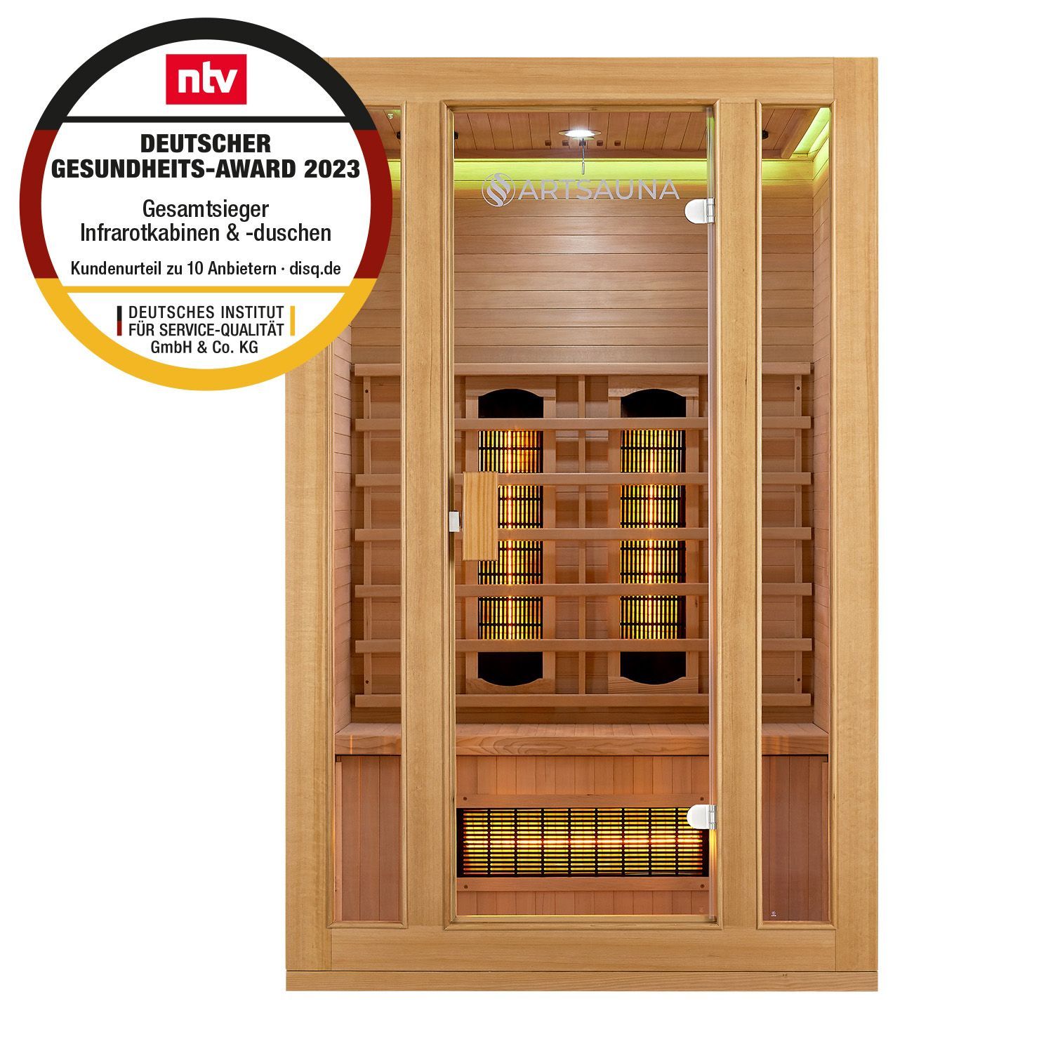 Artsauna Infrarotkabine Nyborg S120V Vollspektrumstrahler & Ambiente LED Beleuchtung &ndash; Kabine f&uuml;r 2 - Bild 1