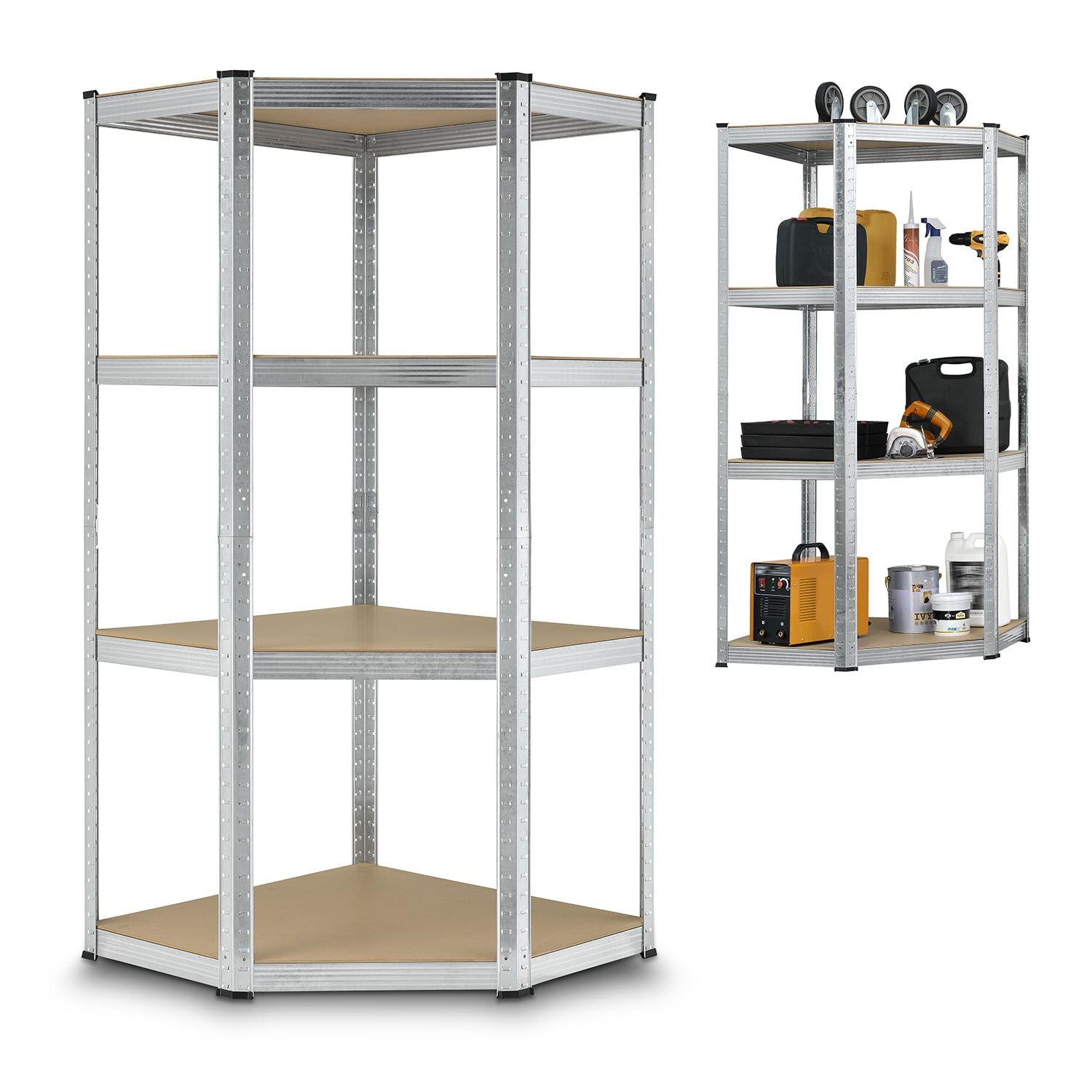 Juskys Lageregal Corner Easy 160 x 75 x 40-75 cm | 320 kg | 4 B&ouml;den | Schwerlastregal Metall - Bild 1