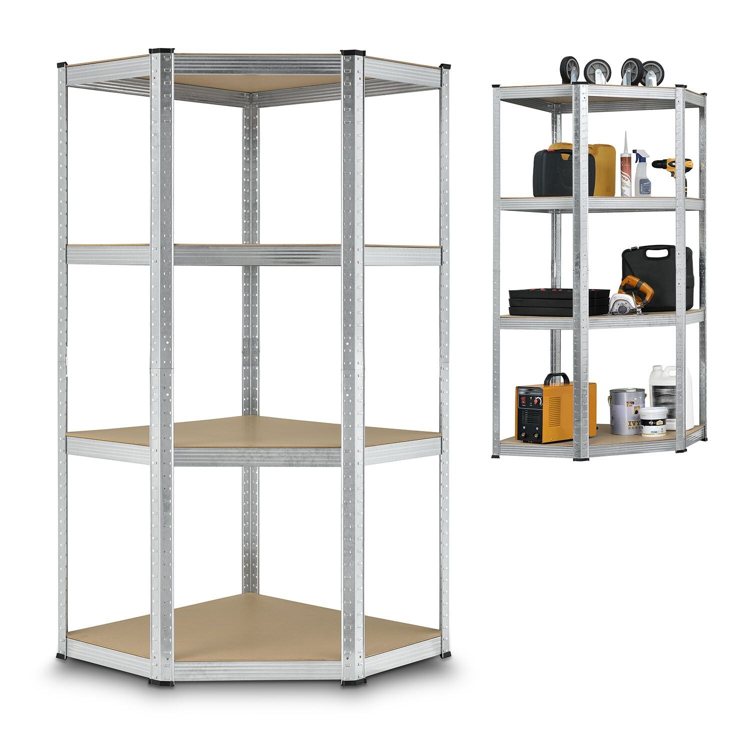Juskys Lageregal Corner Easy 160 x 75 x 40-75 cm 320 kg 4 Böden Schwerlastregal Metall