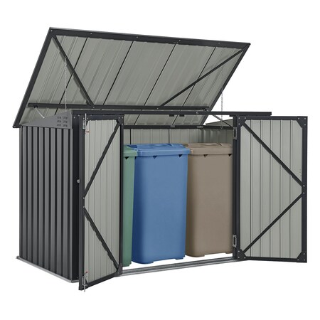 Juskys Mülltonnenbox Namur 2 m² Aufbewahrungsbox in grau für 3 Tonnen zwei  großen Türen online kaufen bei Netto
