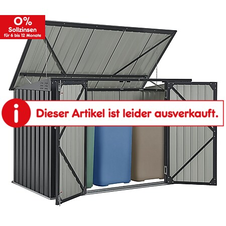 Juskys Mülltonnenbox Namur 1,9m² Aufbewahrungsbox in grau für 3 Tonnen zwei abschließbare Türen - Bild 1