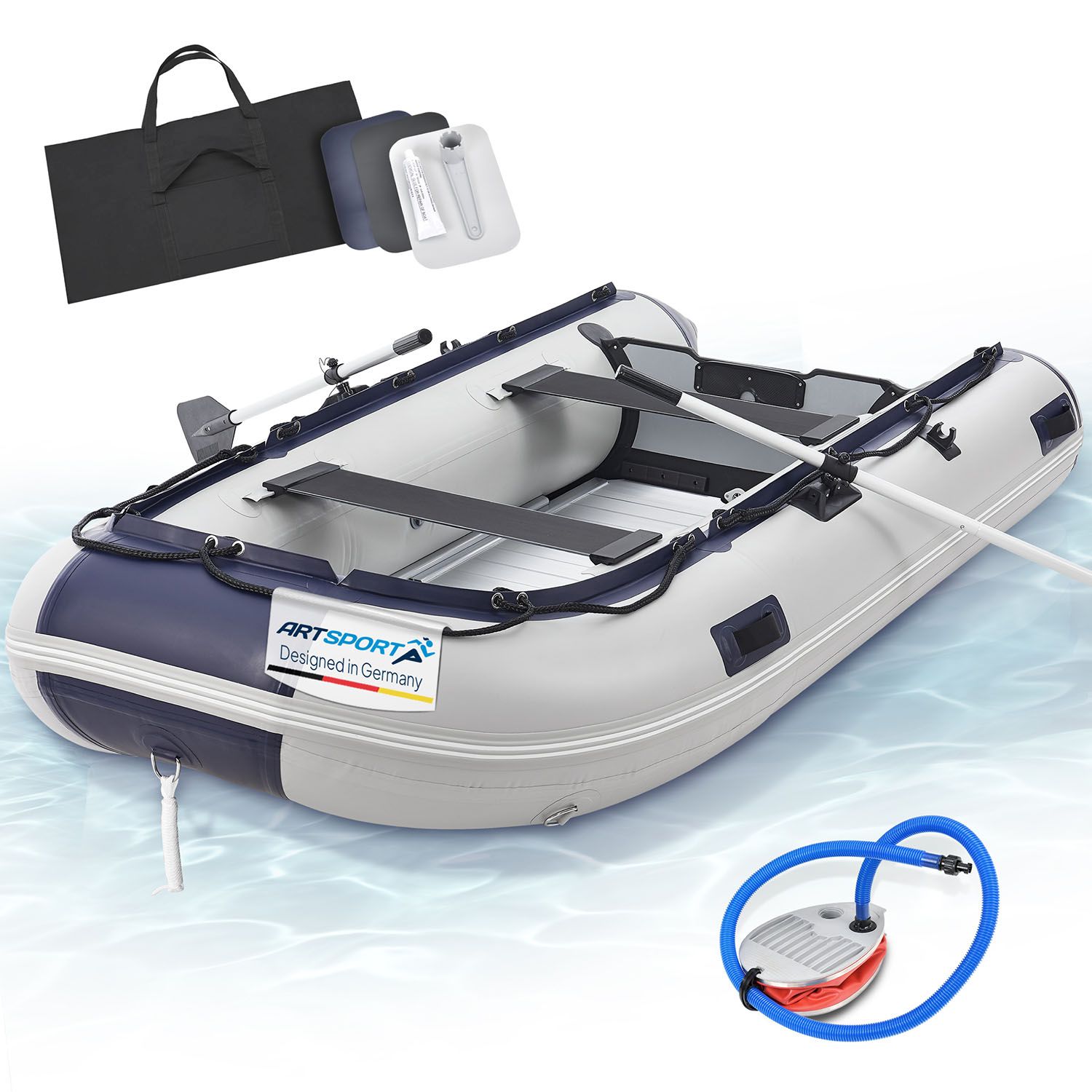 ArtSport Schlauchboot 3,20 m mit 2 Sitzb&auml;nke, Aluboden, Paddel, Pumpe, Tasche & Reparaturset - Bild 1