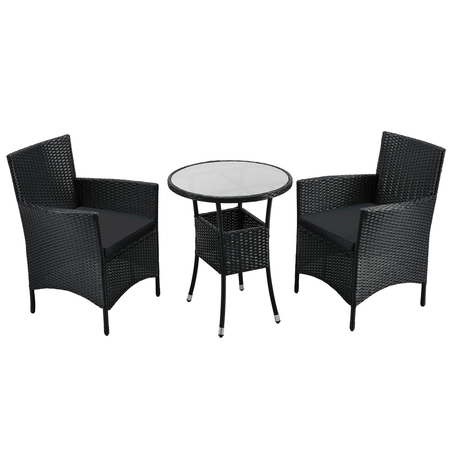 Juskys Polyrattan Balkon Set Bayamo 3-teilig f&uuml;r 2 Personen &ndash; Balkonm&ouml;bel mit Tisch & 2 St&uuml;hlen - Bild 1
