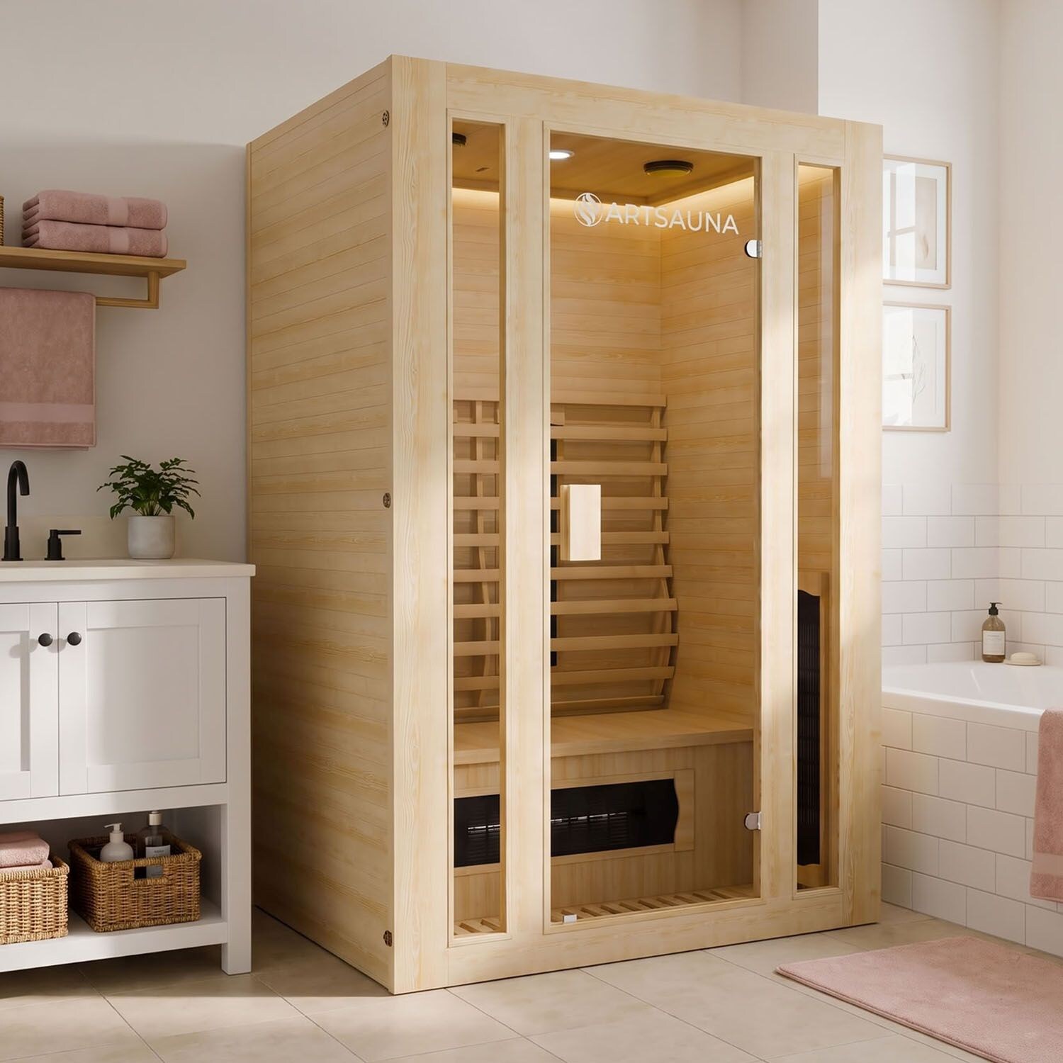 Infrarotkabine Nyborg S120K – Infrarotsauna 2 Personen –LED-Farblicht, 5 Keramik- 1 Flächenstrahler