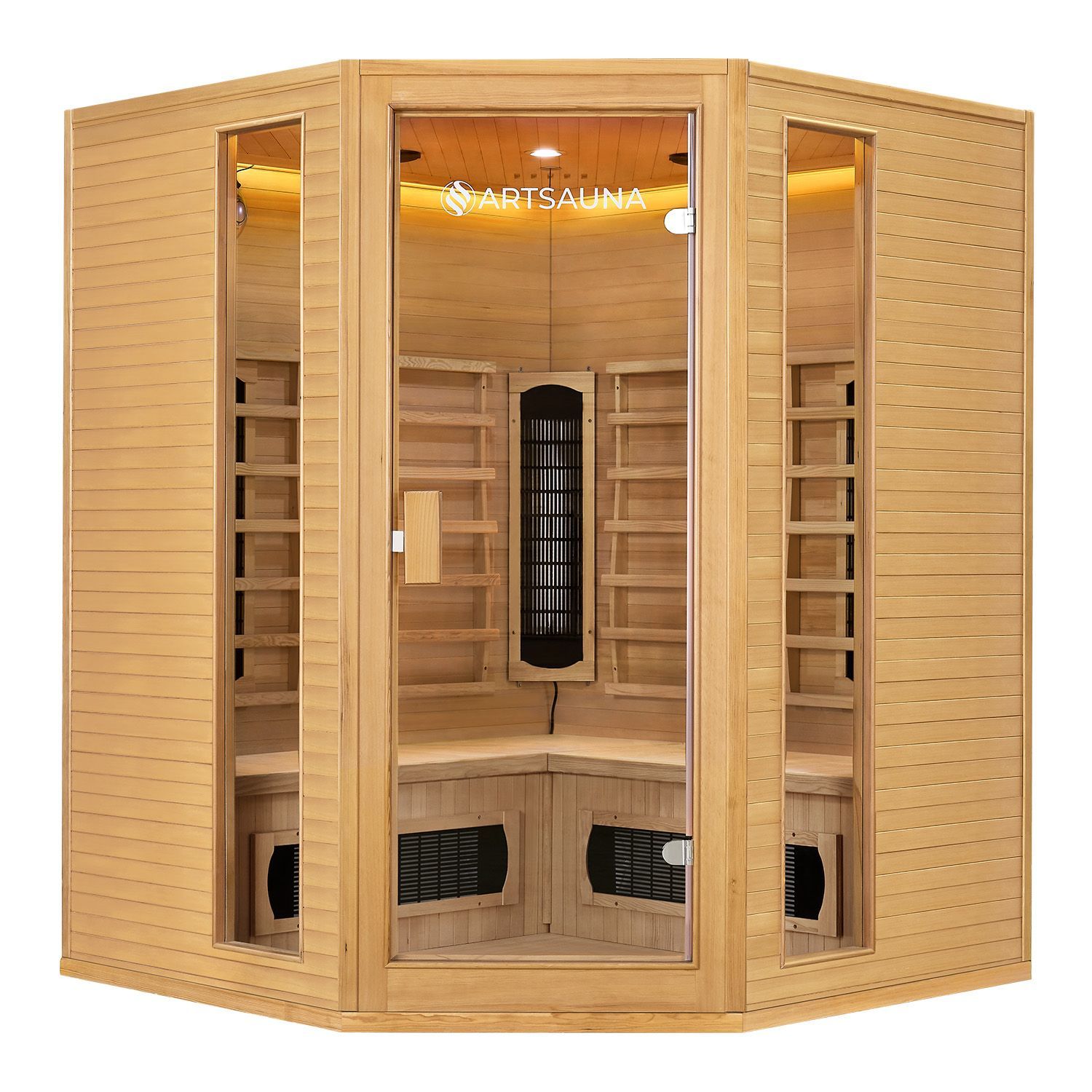 Infrarotkabine Nyborg E150K &ndash; Infrarotsauna 4 Personen &ndash;LED-Farblicht, 7 Keramik-, 1 Fl&auml;chenstrahler - Bild 1
