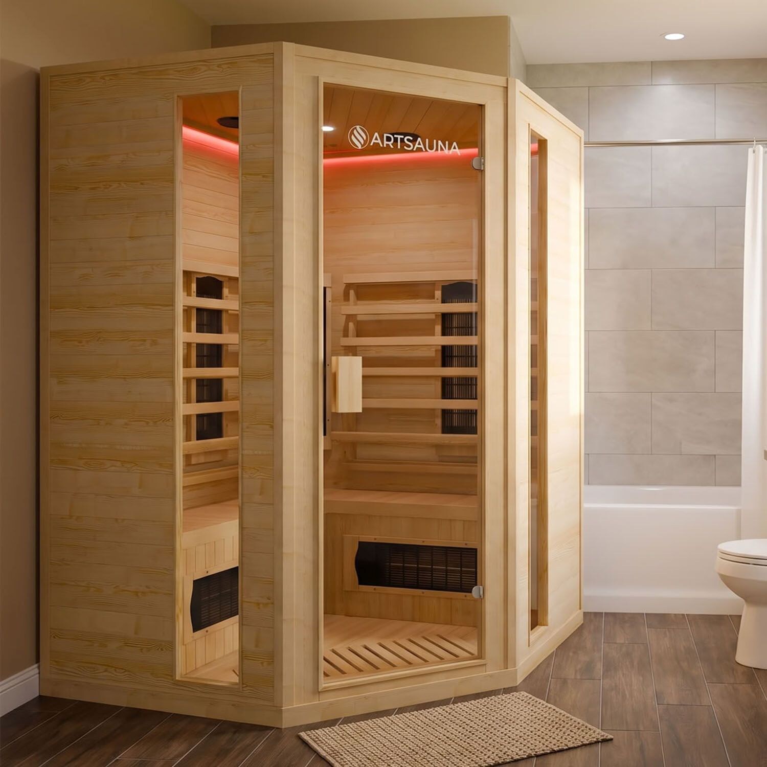 Infrarotkabine Nyborg E150K – Infrarotsauna 4 Personen –LED-Farblicht, 7 Keramik-, 1 Flächenstrahler