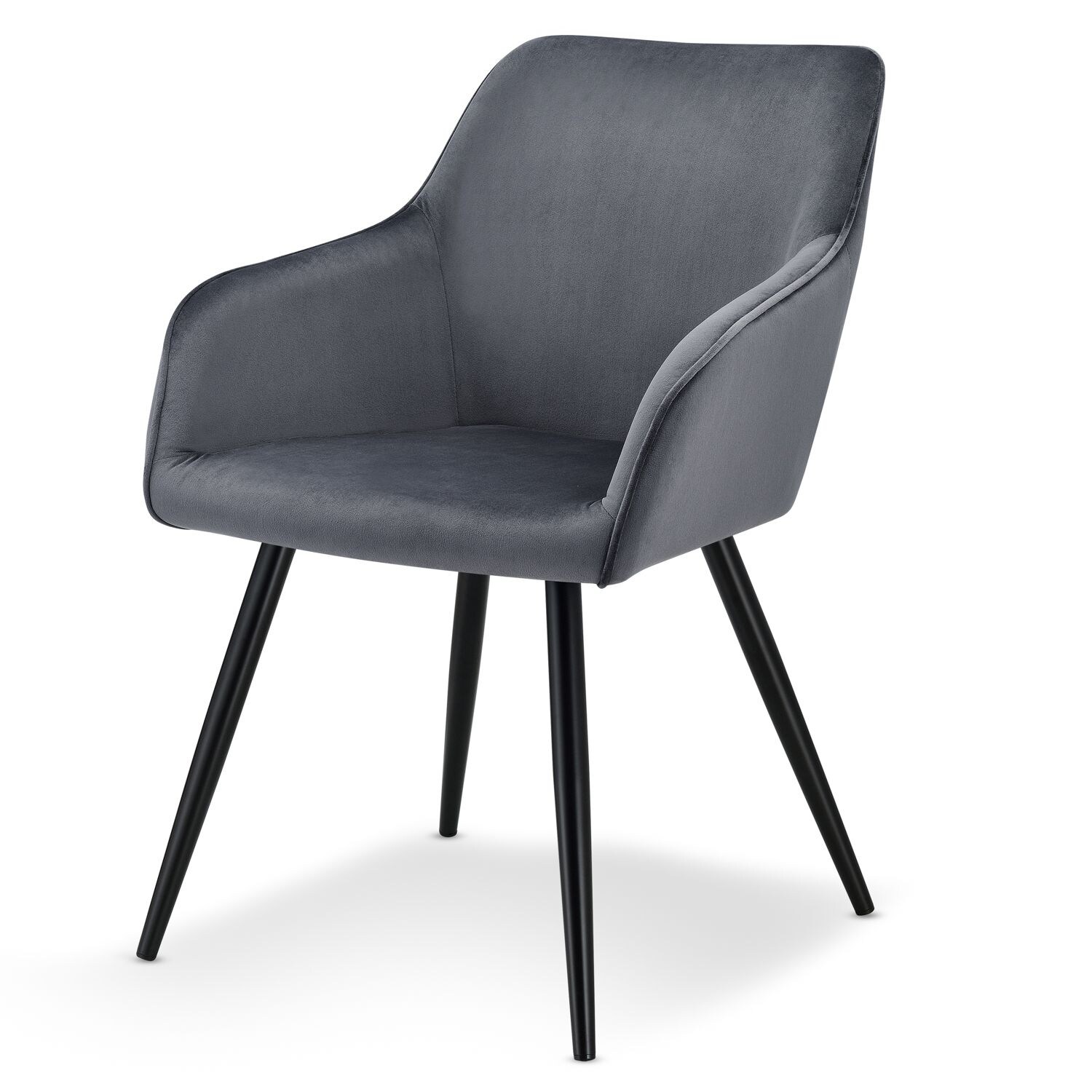 Juskys Esszimmerstuhl Tarje gepolstert mit Armlehnen, kratzfesten Beinen & Samtbezug in Anthrazit - Bild 1