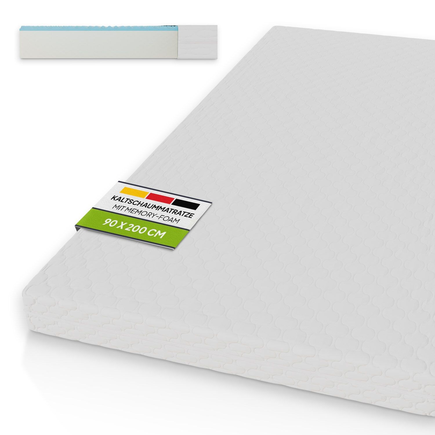 Juskys Kaltschaummatratze 90 x 200 cm &ndash; H&auml;rtegrad H3 - 16 cm hohe Matratze aus PU Kaltschaum - Bild 1